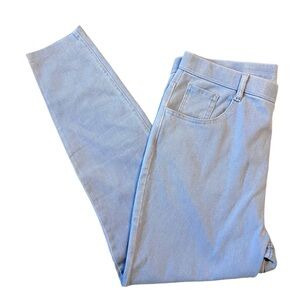 Halara Pull On Stonewash Jeans Size Large High Waisted Tapered Legs cropped